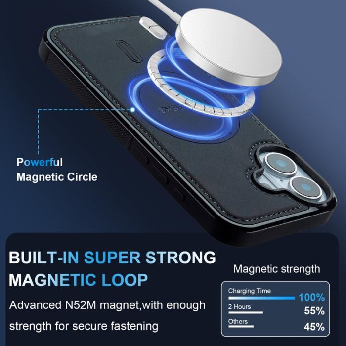 LC.imeeke - LC.IMEEKE L6 iPhone 16 Plus Fodral PU Läder - Svart