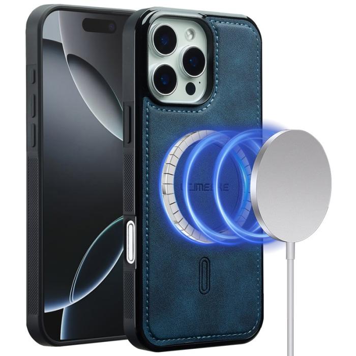 LC.imeeke - LC.IMEEKE L6 iPhone 16 Pro Fodral PU Läder - Blå