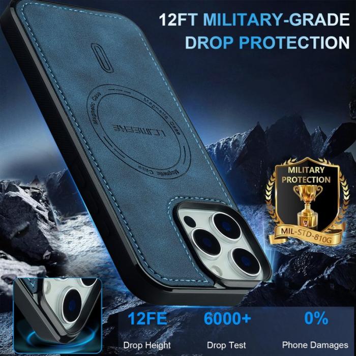 LC.imeeke - LC.IMEEKE L6 iPhone 16 Pro Fodral PU Läder - Blå