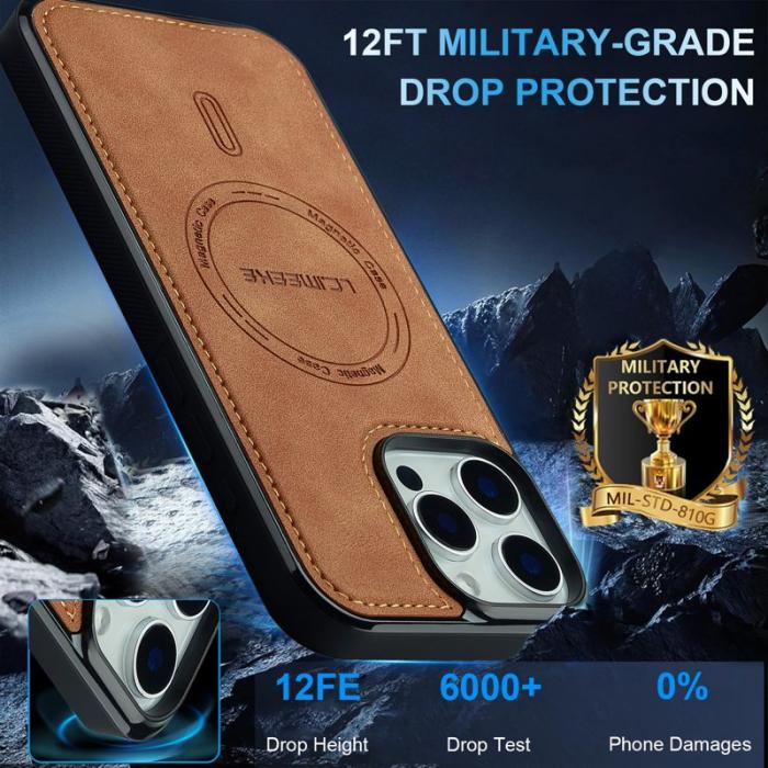 LC.imeeke - LC.IMEEKE L6 iPhone 16 Pro Fodral PU Läder - Brun