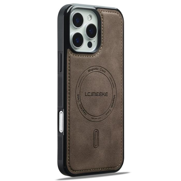 LC.imeeke - LC.IMEEKE L6 iPhone 16 Pro Fodral PU Läder - Kaffe
