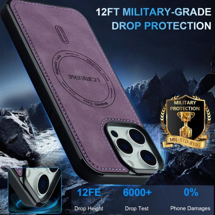 LC.imeeke - LC.IMEEKE L6 iPhone 16 Pro Fodral PU Läder - Lila