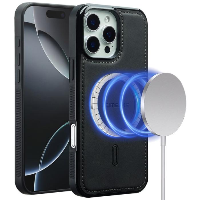 LC.imeeke - LC.IMEEKE L6 iPhone 16 Pro Fodral PU Läder - Svart