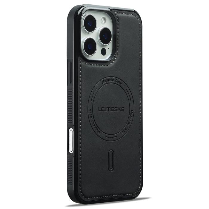 LC.imeeke - LC.IMEEKE L6 iPhone 16 Pro Fodral PU Läder - Svart