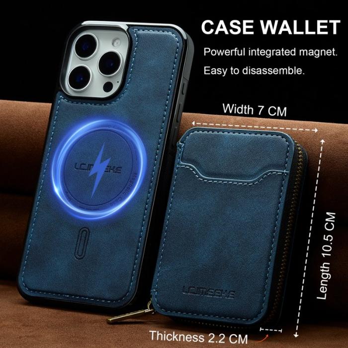 LC.imeeke - LC.IMEEKE L6 iPhone 16 Pro Max Fodral - Äkta läder - Blå