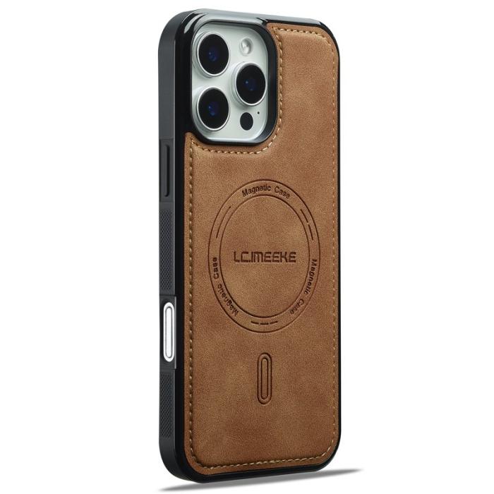 LC.imeeke - LC.IMEEKE L6 iPhone 16 Pro Max Fodral PU Läder - Brun