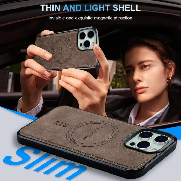 LC.imeeke - LC.IMEEKE L6 iPhone 16 Pro Max Fodral PU Läder - Coffee