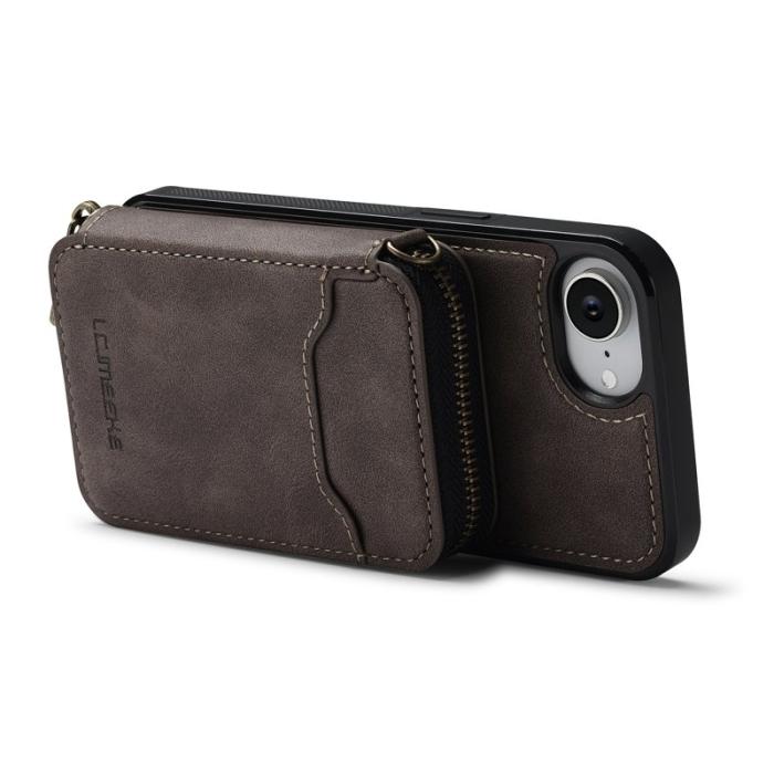 LC.imeeke - LC.IMEEKE L6 iPhone 16e Fodral - Äkta läder - Kaffe