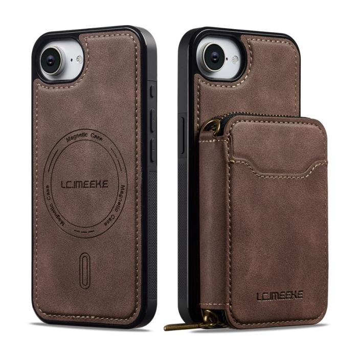 LC.imeeke - LC.IMEEKE L6 iPhone 16e Fodral - Äkta läder - Kaffe