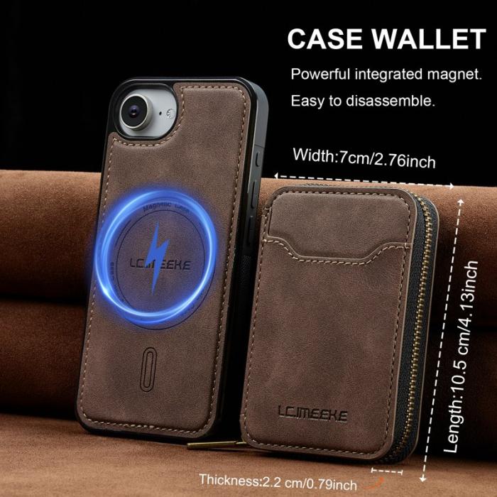 LC.imeeke - LC.IMEEKE L6 iPhone 16e Fodral - Äkta läder - Kaffe