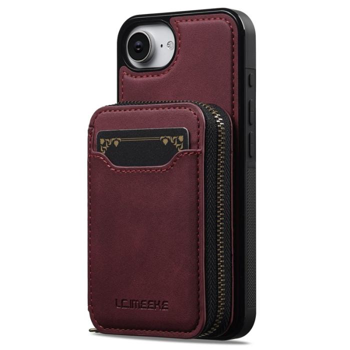 LC.imeeke - LC.IMEEKE L6 iPhone 16e Fodral Äkta läder - Röd