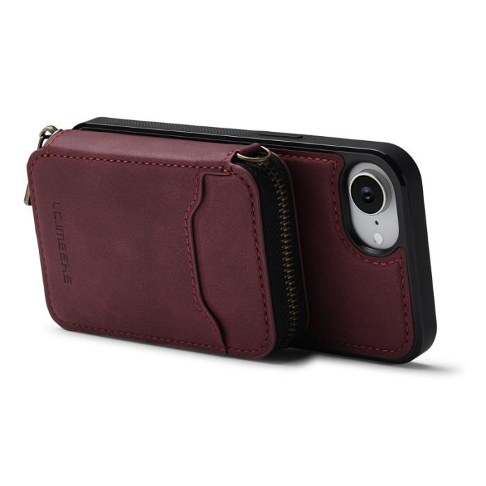 LC.imeeke - LC.IMEEKE L6 iPhone 16e Fodral Äkta läder - Röd