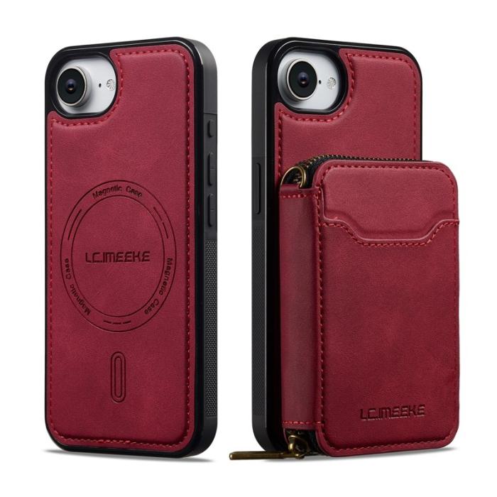 LC.imeeke - LC.IMEEKE L6 iPhone 16e Fodral Äkta läder - Röd