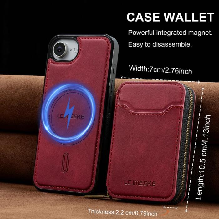 LC.imeeke - LC.IMEEKE L6 iPhone 16e Fodral Äkta läder - Röd