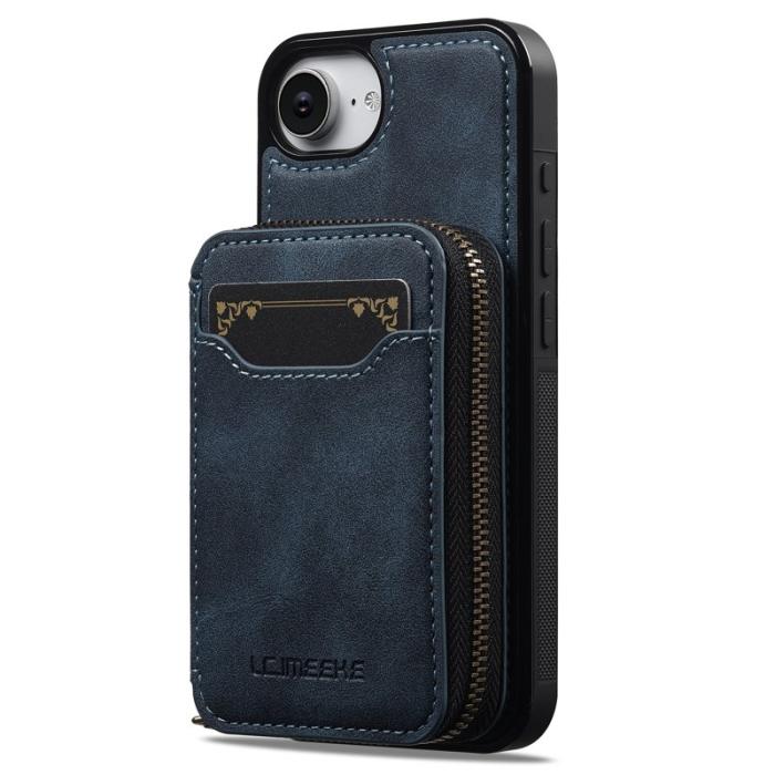 LC.imeeke - LC.IMEEKE L6 iPhone 16e Fodral Magnetiskt - Äkta läder - Blå