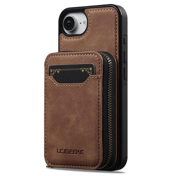 LC.imeeke - LC.IMEEKE L6 iPhone 16e Fodral Magnetiskt - Äkta läder - Brun