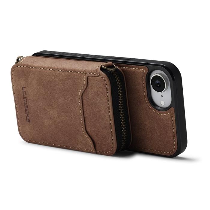 LC.imeeke - LC.IMEEKE L6 iPhone 16e Fodral Magnetiskt - Äkta läder - Brun