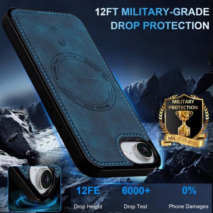 LC.imeeke - LC.IMEEKE L6 iPhone 16e Fodral PU-läder - Blå