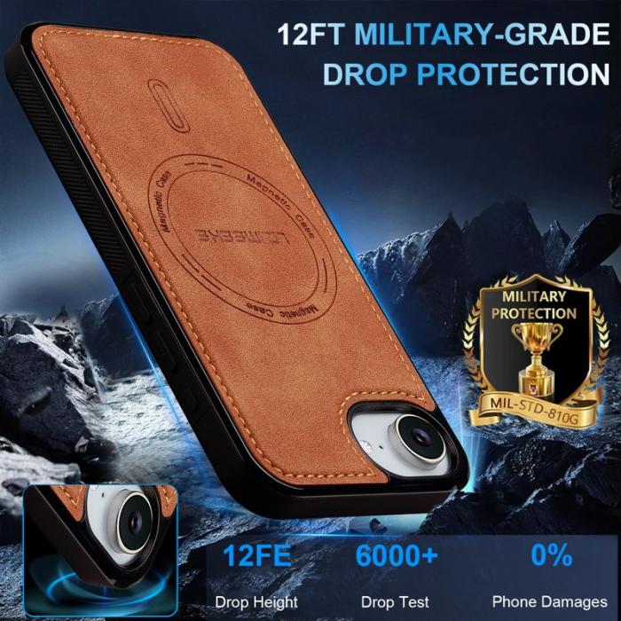 LC.imeeke - LC.IMEEKE L6 iPhone 16e Fodral PU Läder - Brun