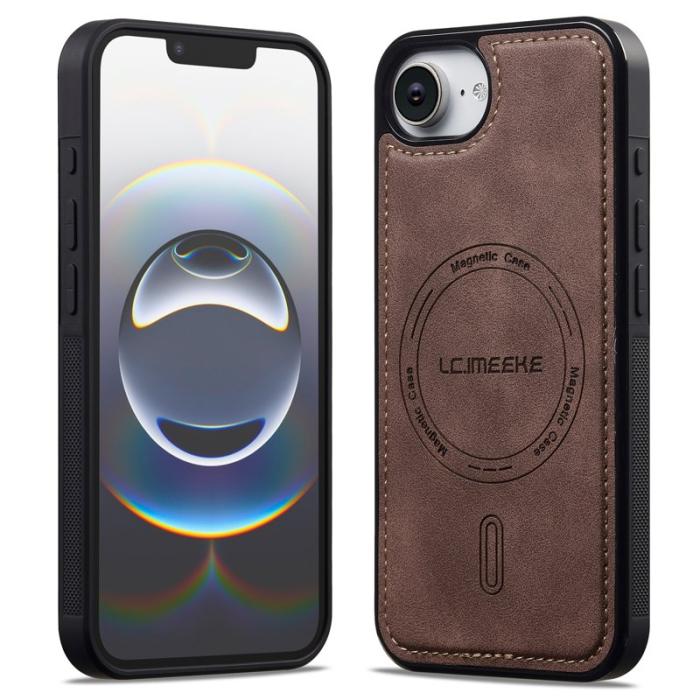 LC.imeeke - LC.IMEEKE L6 iPhone 16e Fodral PU Läder - Kaffe