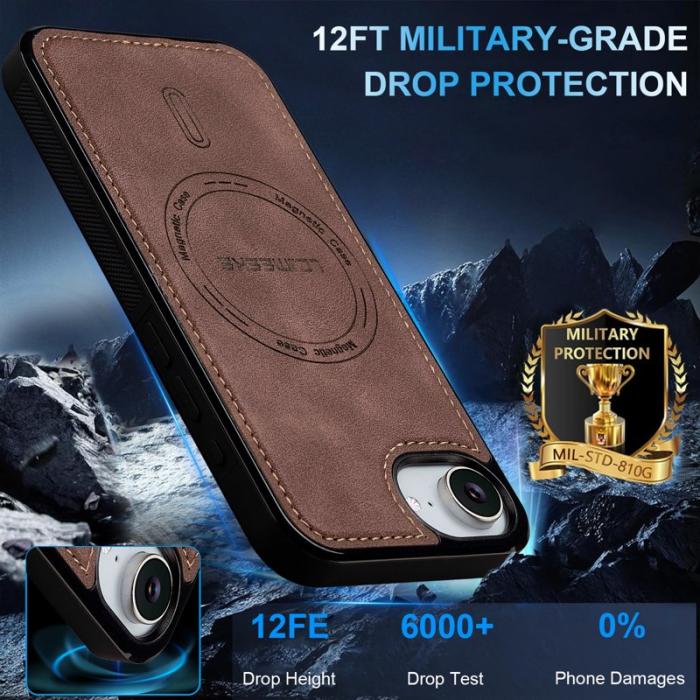 LC.imeeke - LC.IMEEKE L6 iPhone 16e Fodral PU Läder - Kaffe