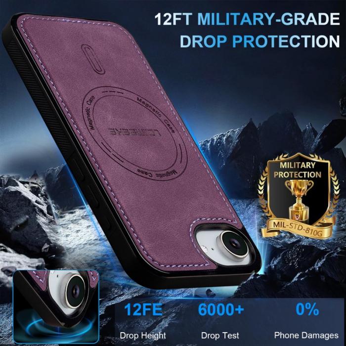 LC.imeeke - LC.IMEEKE L6 iPhone 16e Fodral PU Läder - Lila