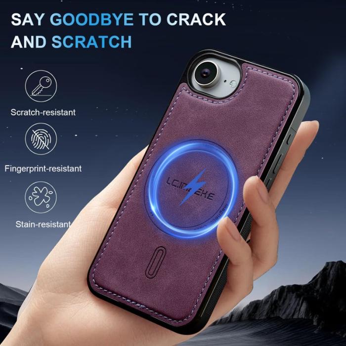 LC.imeeke - LC.IMEEKE L6 iPhone 16e Fodral PU Läder - Lila
