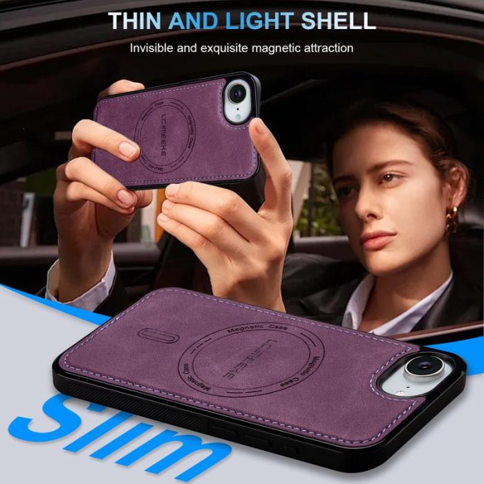 LC.imeeke - LC.IMEEKE L6 iPhone 16e Fodral PU Läder - Lila