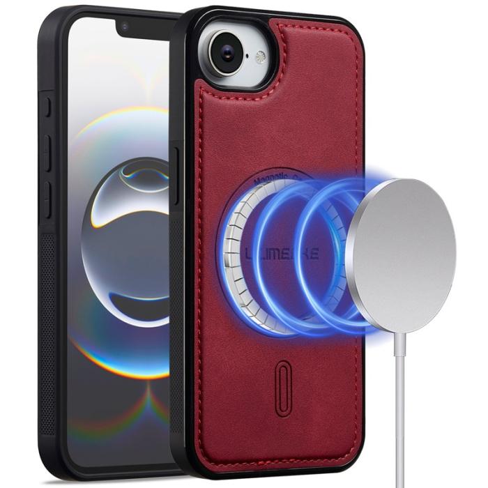 LC.imeeke - LC.IMEEKE L6 iPhone 16e Fodral PU Läder - Röd