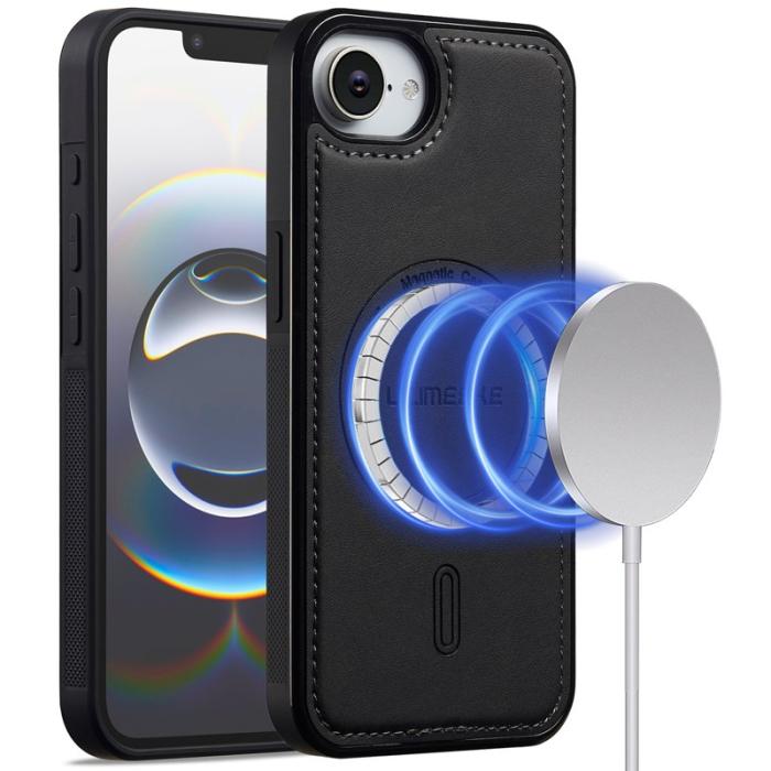 LC.imeeke - LC.IMEEKE L6 iPhone 16e Fodral PU Läder - Svart