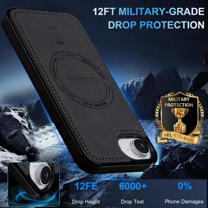 LC.imeeke - LC.IMEEKE L6 iPhone 16e Fodral PU Läder - Svart