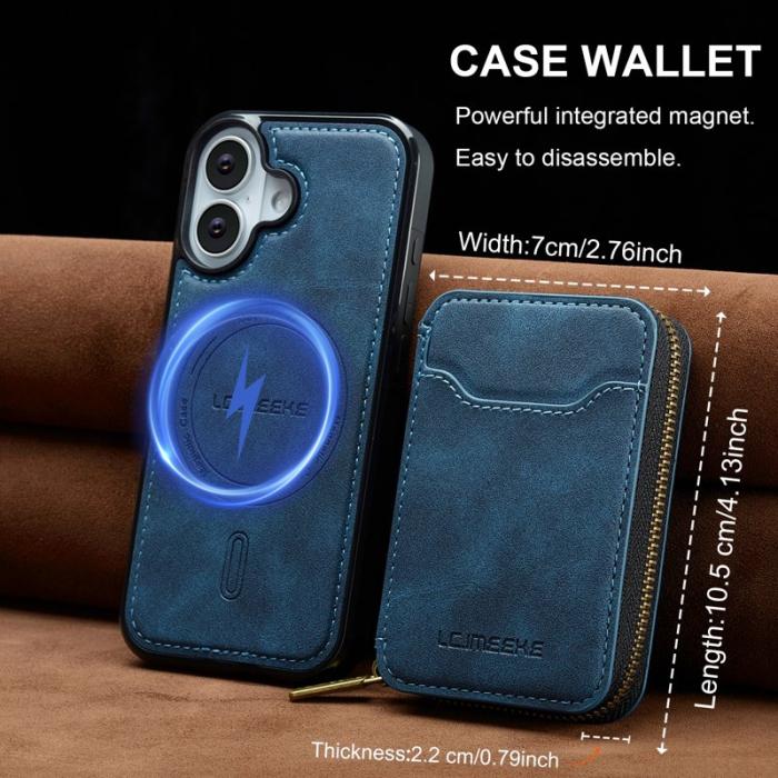 LC.imeeke - LC.IMEEKE L6 iPhone 17 Fodral Magnetiskt - Äkta läder - Blå