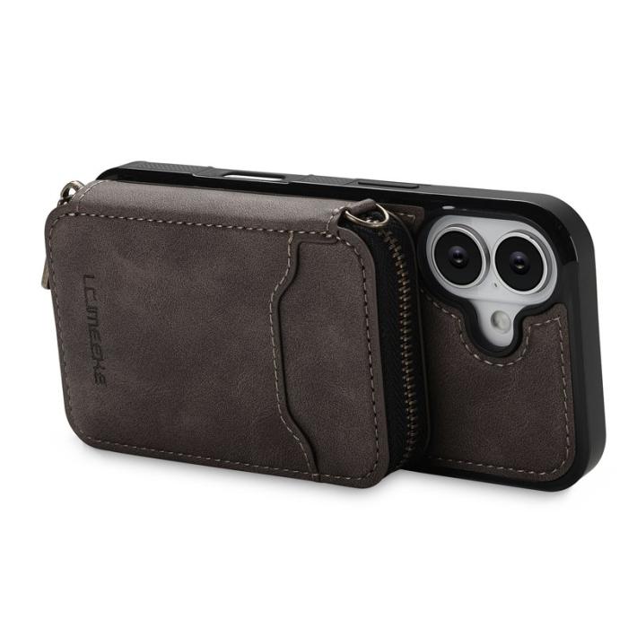 LC.imeeke - LC.IMEEKE L6 iPhone 17 Fodral Magnetiskt - Äkta läder - Kaffe