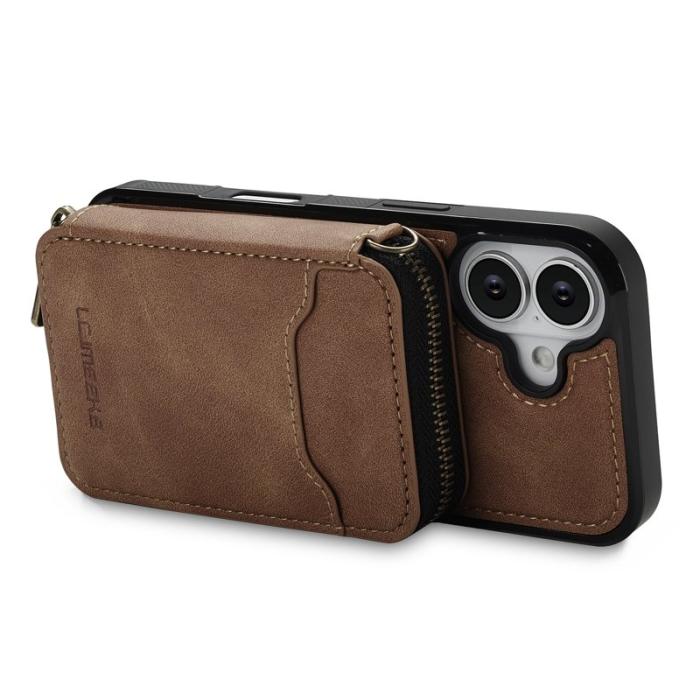LC.imeeke - LC.IMEEKE L6 iPhone 17 Fodral Magnetiskt Läder - Brun