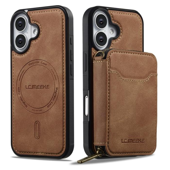 LC.imeeke - LC.IMEEKE L6 iPhone 17 Fodral Magnetiskt Läder - Brun