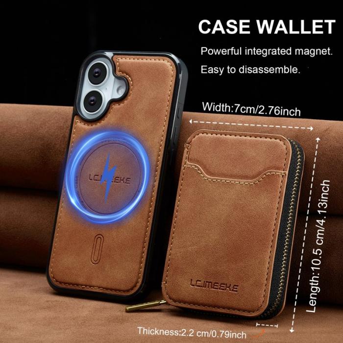 LC.imeeke - LC.IMEEKE L6 iPhone 17 Fodral Magnetiskt Läder - Brun