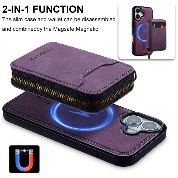LC.imeeke - LC.IMEEKE L6 iPhone 17 Fodral Magnetiskt Läder - Lila