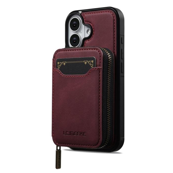 LC.imeeke - LC.IMEEKE L6 iPhone 17 Fodral Magnetiskt Läder - Röd