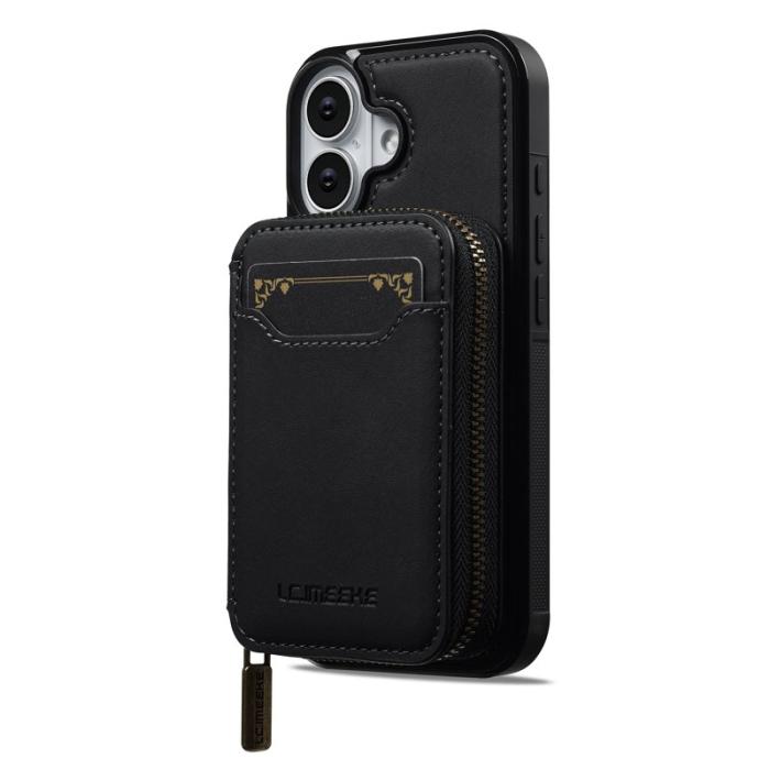 LC.imeeke - LC.IMEEKE L6 iPhone 17 Fodral Magnetiskt Läder - Svart