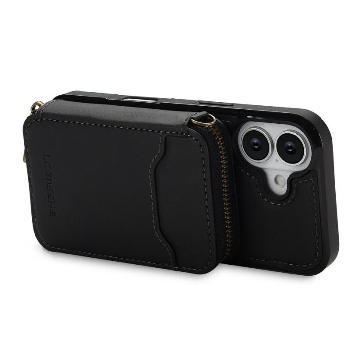 LC.imeeke - LC.IMEEKE L6 iPhone 17 Fodral Magnetiskt Läder - Svart