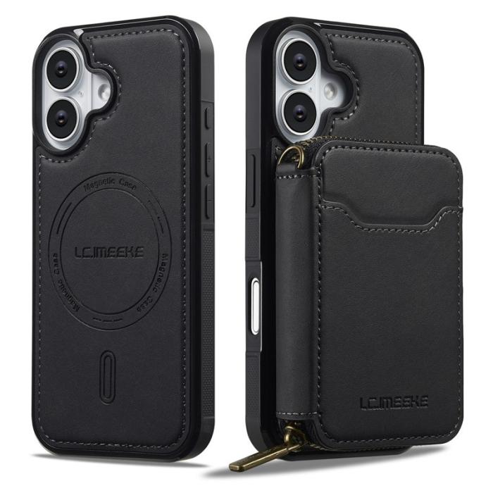 LC.imeeke - LC.IMEEKE L6 iPhone 17 Fodral Magnetiskt Läder - Svart