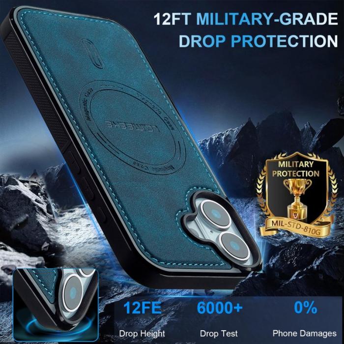 LC.imeeke - LC.IMEEKE L6 iPhone 17 Fodral PU Läder - Blå