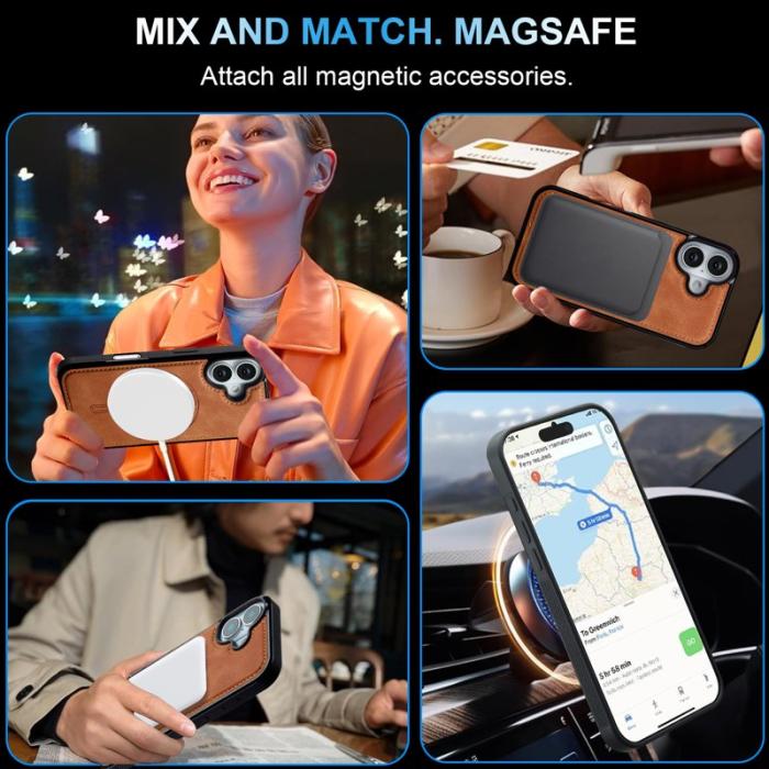 LC.imeeke - LC.IMEEKE L6 iPhone 17 Fodral PU Läder - Brun