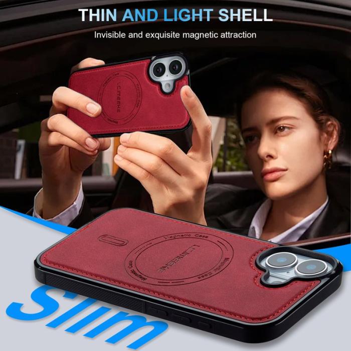 LC.imeeke - LC.IMEEKE L6 iPhone 17 Fodral PU Läder - Röd