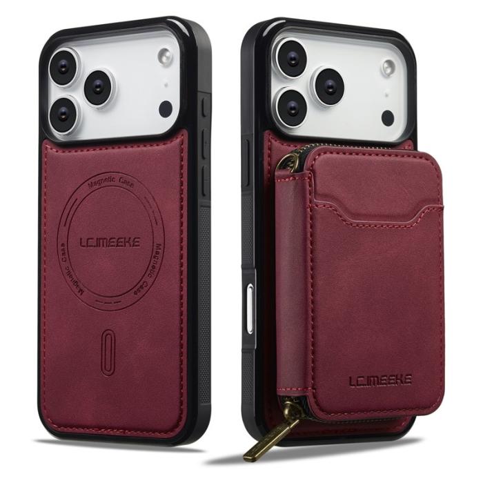 LC.imeeke - LC.IMEEKE L6 iPhone 17 Pro Fodral - Äkta läder - Röd