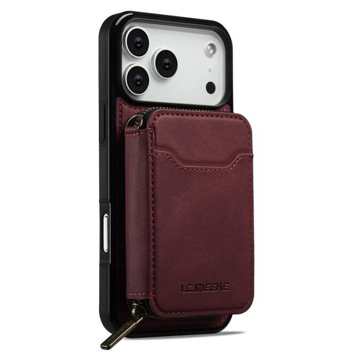 LC.imeeke - LC.IMEEKE L6 iPhone 17 Pro Fodral - Äkta läder - Röd