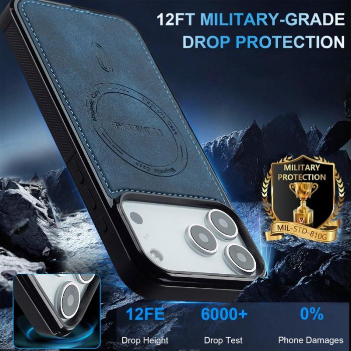 LC.imeeke - LC.IMEEKE L6 iPhone 17 Pro Fodral PU Läder - Blå