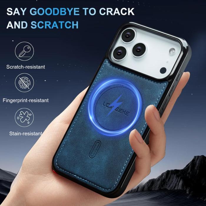 LC.imeeke - LC.IMEEKE L6 iPhone 17 Pro Fodral PU Läder - Blå