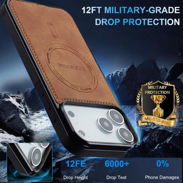 LC.imeeke - LC.IMEEKE L6 iPhone 17 Pro Fodral PU Läder - Brun