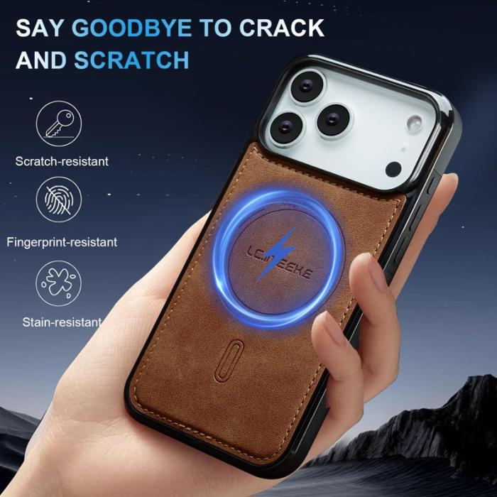 LC.imeeke - LC.IMEEKE L6 iPhone 17 Pro Fodral PU Läder - Brun